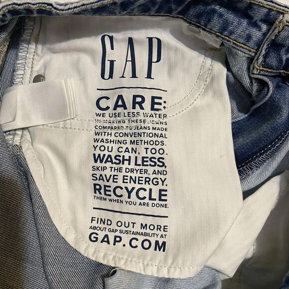 Gap Denim Jean Shorts Womens Size 30 10R Two Tone Festival Sky High Rise Raw Hem - Picture 10 of 10